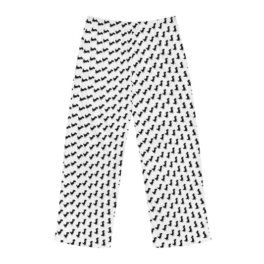 Bat Pattern Men's Pajama Pants — Black & White Halloween Lounge Pants