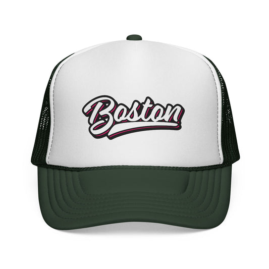 Boston Script Trucker Cap - Vintage Athletic Mesh Hat