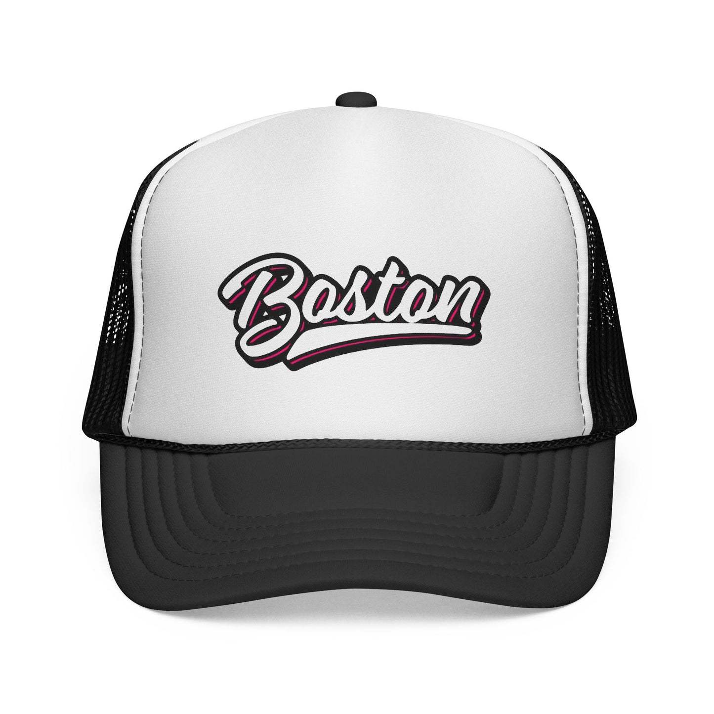 Boston Script Trucker Cap - Vintage Athletic Mesh Hat