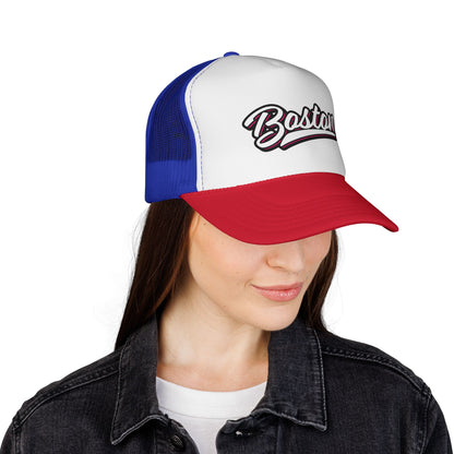 Boston Script Trucker Cap - Vintage Athletic Mesh Hat