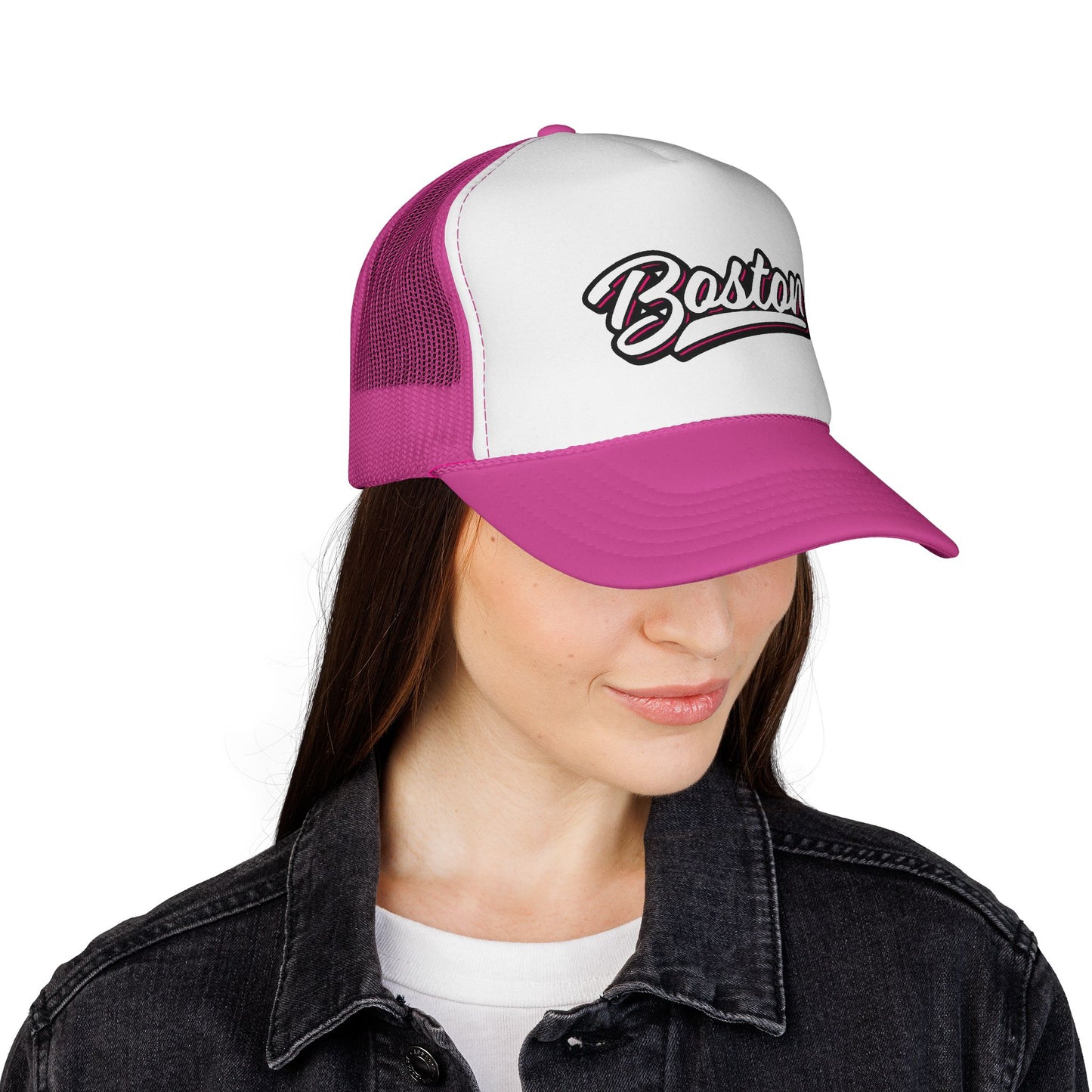Boston Script Trucker Cap - Vintage Athletic Mesh Hat