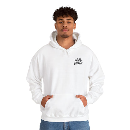 Hoodie — "Wake the World" Minimal Chest-Logo Pullover