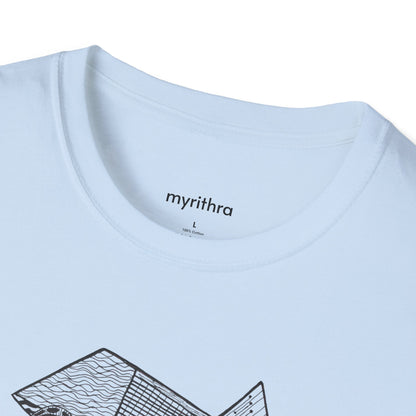 Viking Geometric Line Art T-Shirt — Detailed Norse Beard & Helmet Illustration