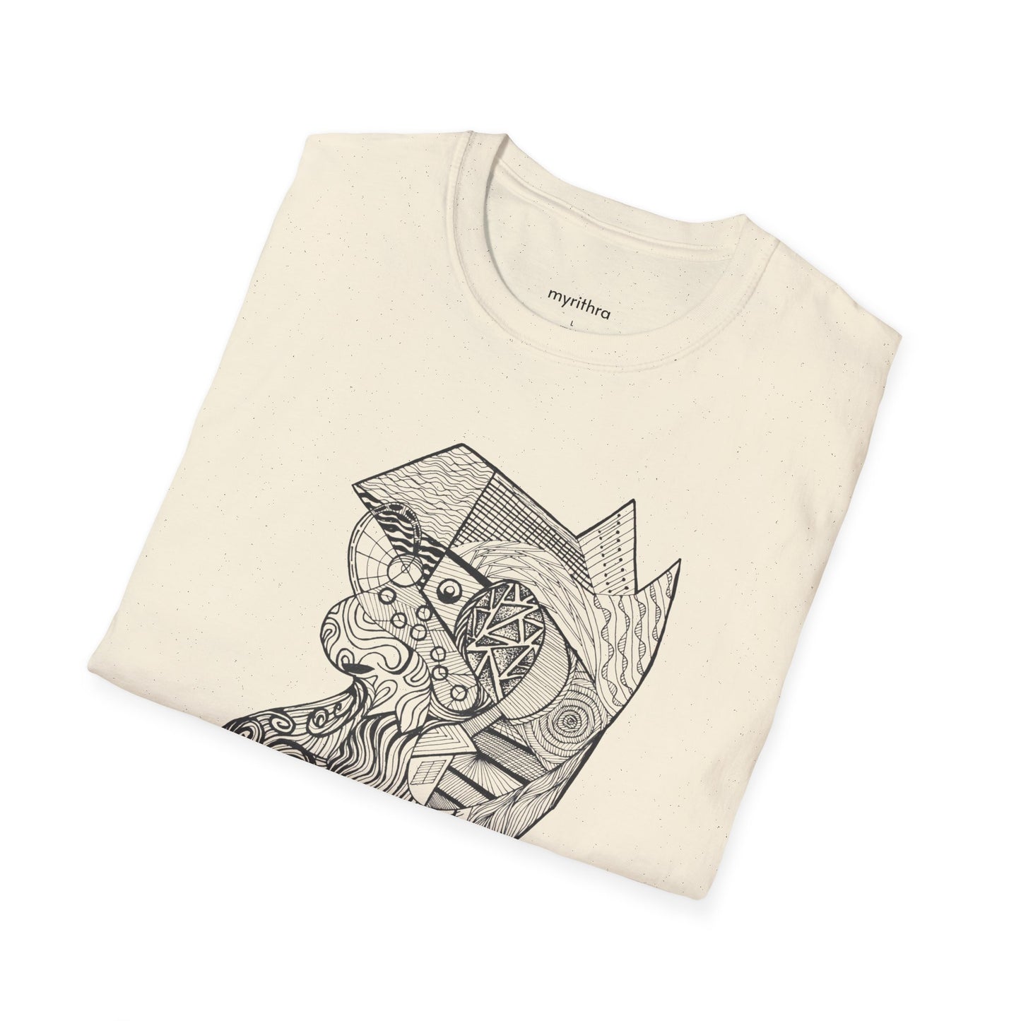 Viking Geometric Line Art T-Shirt — Detailed Norse Beard & Helmet Illustration
