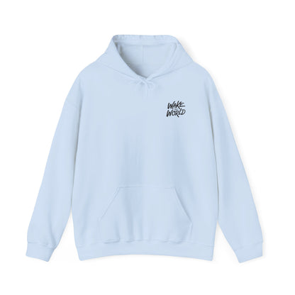 Hoodie — "Wake the World" Minimal Chest-Logo Pullover