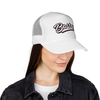 Boston Script Trucker Cap - Vintage Athletic Mesh Hat