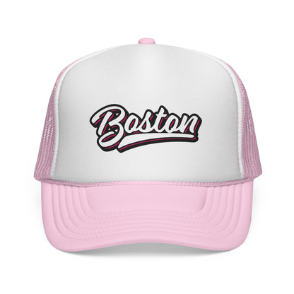 Boston Script Trucker Cap - Vintage Athletic Mesh Hat