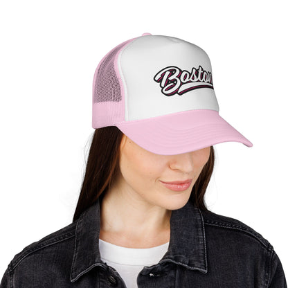 Boston Script Trucker Cap - Vintage Athletic Mesh Hat