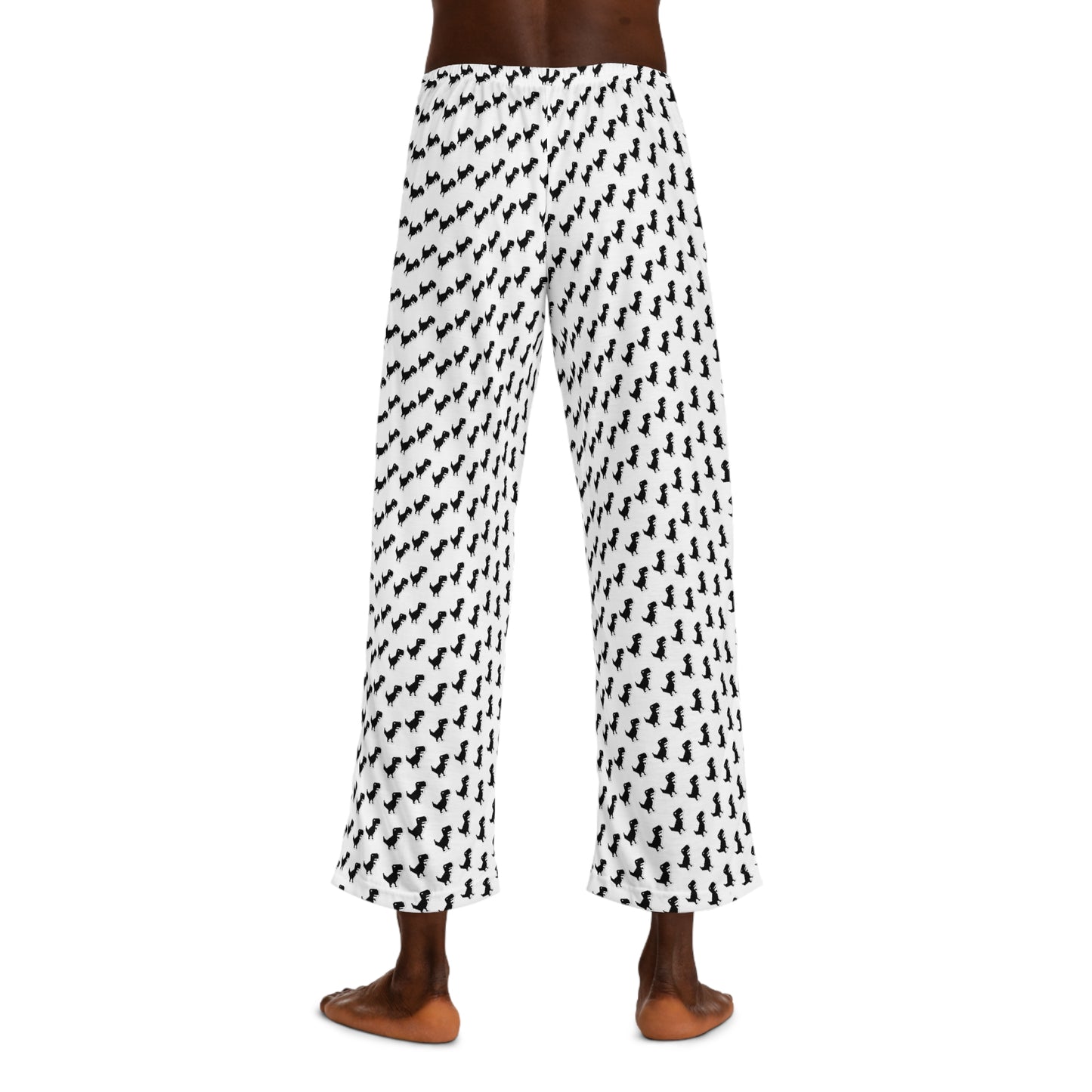 Bat Pattern Men's Pajama Pants — Black & White Halloween Lounge Pants