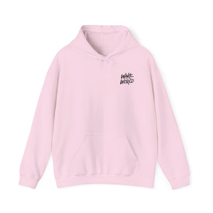 Hoodie — "Wake the World" Minimal Chest-Logo Pullover