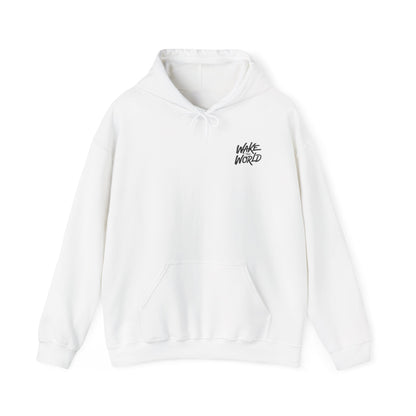 Hoodie — "Wake the World" Minimal Chest-Logo Pullover