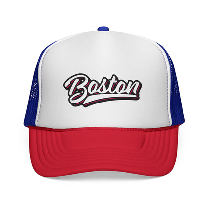 Boston Script Trucker Cap - Vintage Athletic Mesh Hat