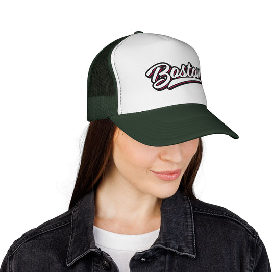 Boston Script Trucker Cap - Vintage Athletic Mesh Hat