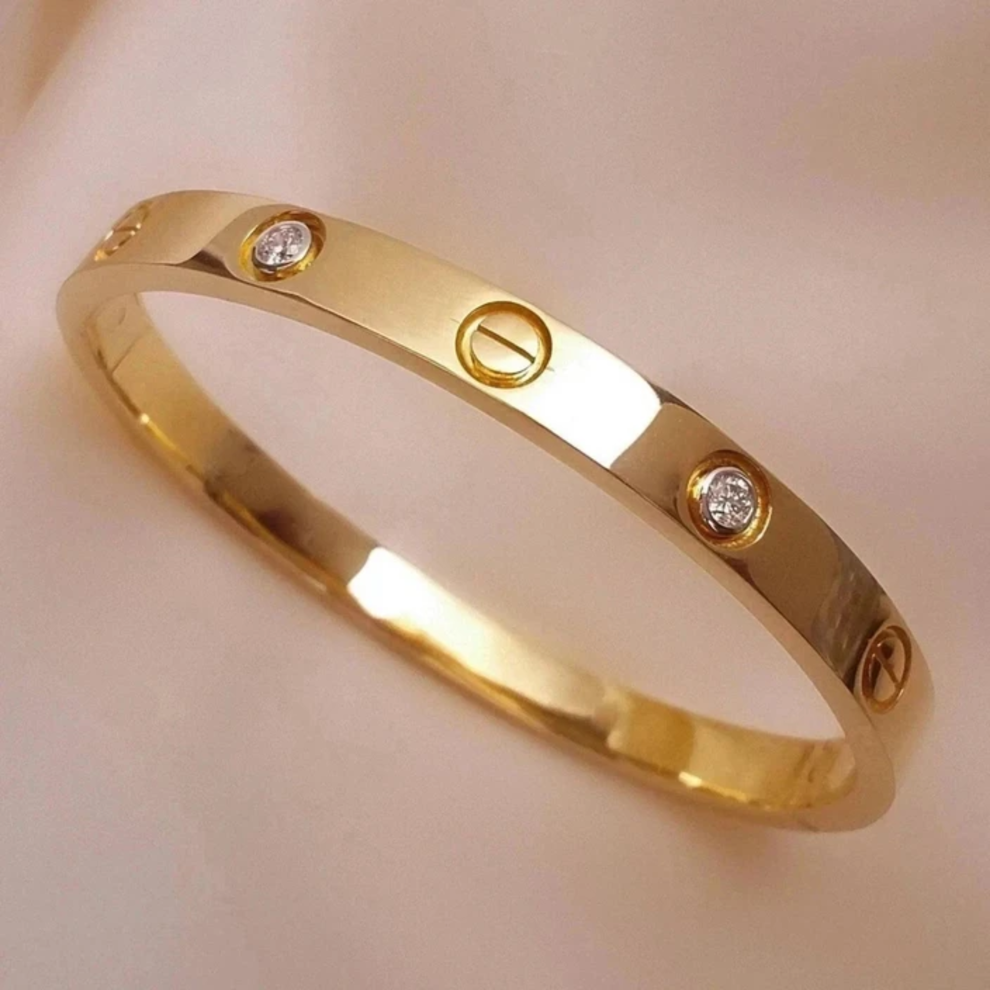 Myrithra Anti‑Tarnish Adjustable Gold‑Tone Bracelet for Women | Screw‑Motif Bangle - Myrithra