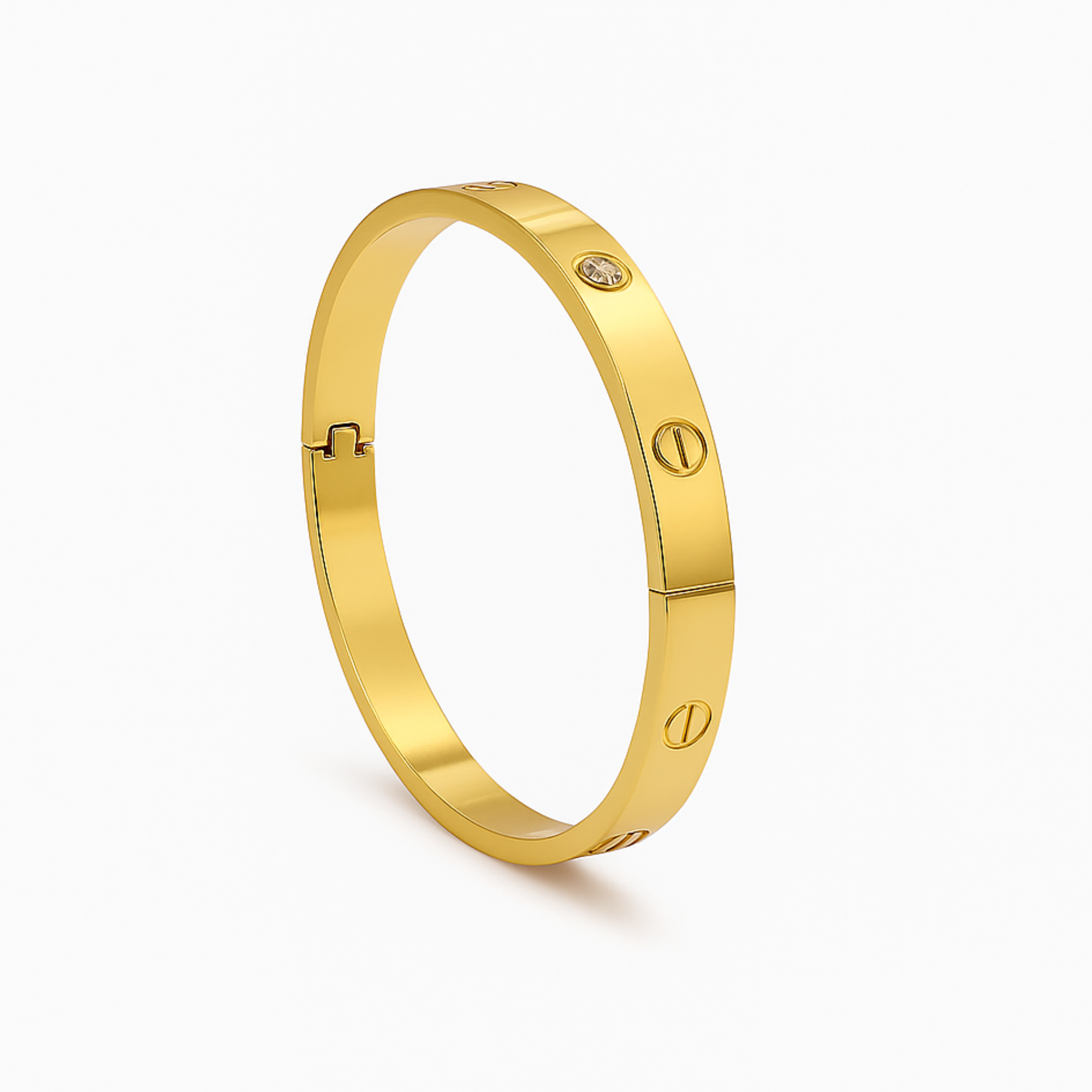 Myrithra Anti‑Tarnish Adjustable Gold‑Tone Bracelet for Women | Screw‑Motif Bangle - Myrithra