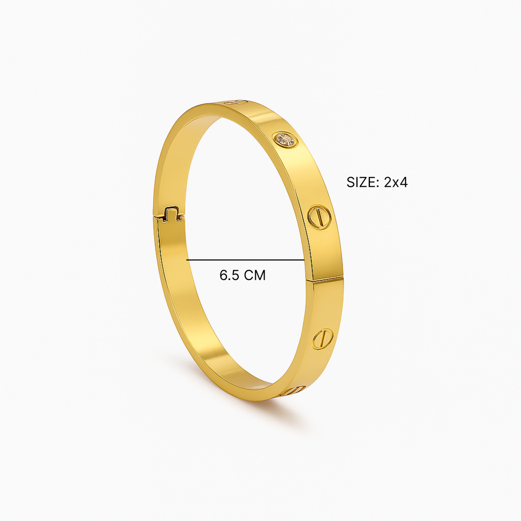Myrithra Anti‑Tarnish Adjustable Gold‑Tone Bracelet for Women | Screw‑Motif Bangle - Myrithra