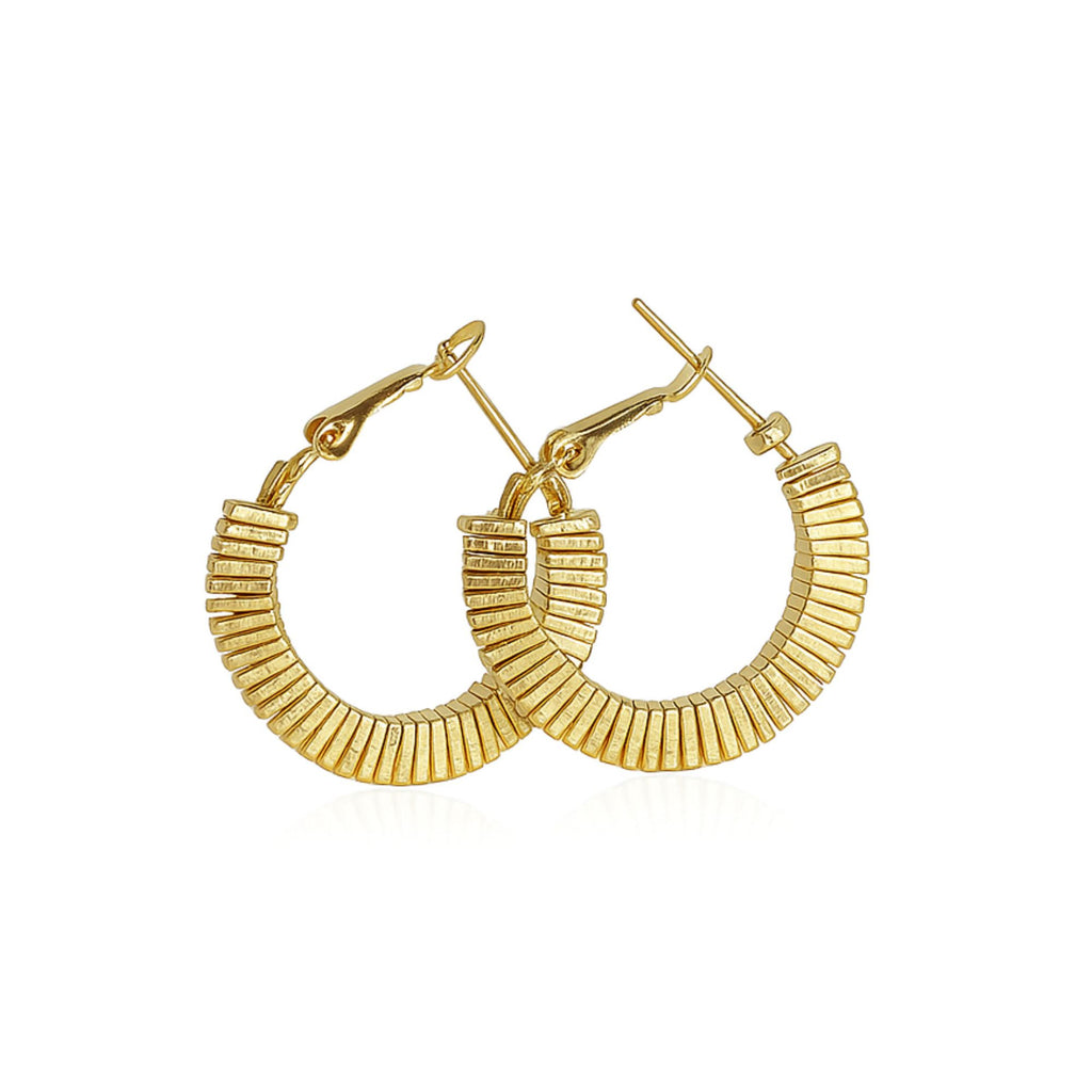 Myrithra Anti‑Tarnish Textured Hoop Earrings for Women | Gold‑Tone Daily Wear - Myrithra