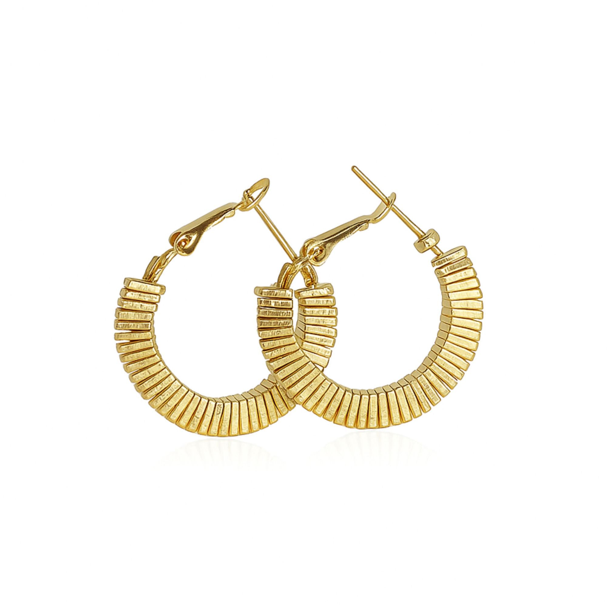 Myrithra Anti‑Tarnish Textured Hoop Earrings for Women | Gold‑Tone Daily Wear - Myrithra