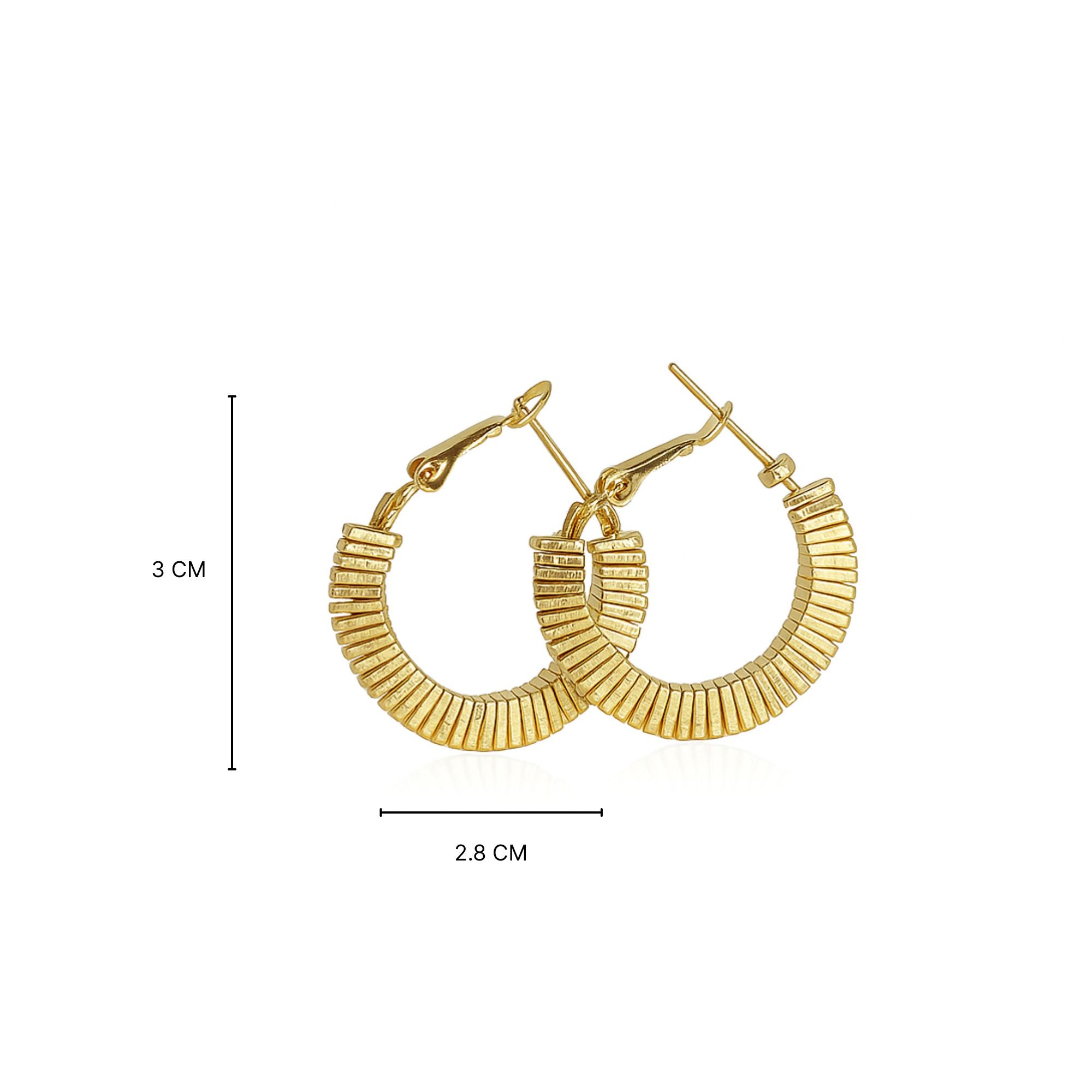 Myrithra Anti‑Tarnish Textured Hoop Earrings for Women | Gold‑Tone Daily Wear - Myrithra