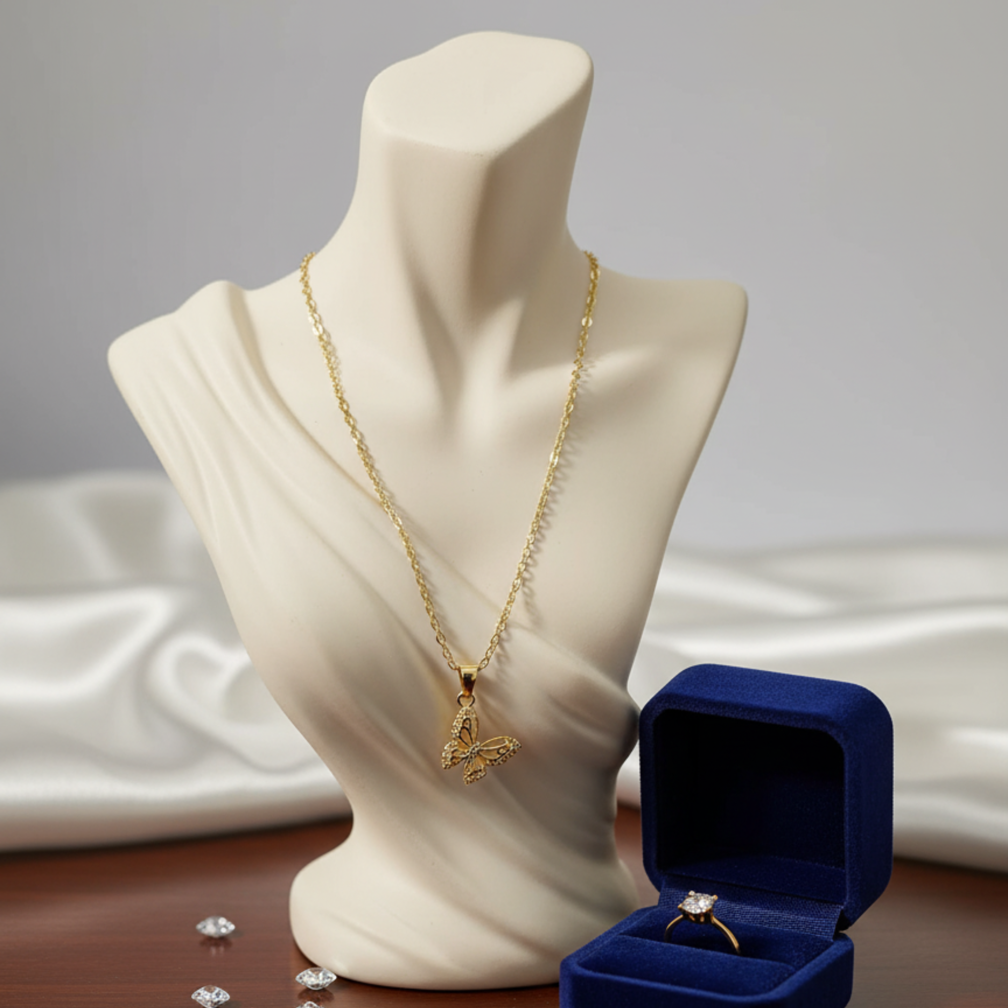 Myrithra Butterfly Pendant Necklace for Women | Gold‑Tone Minimal Charm - Myrithra