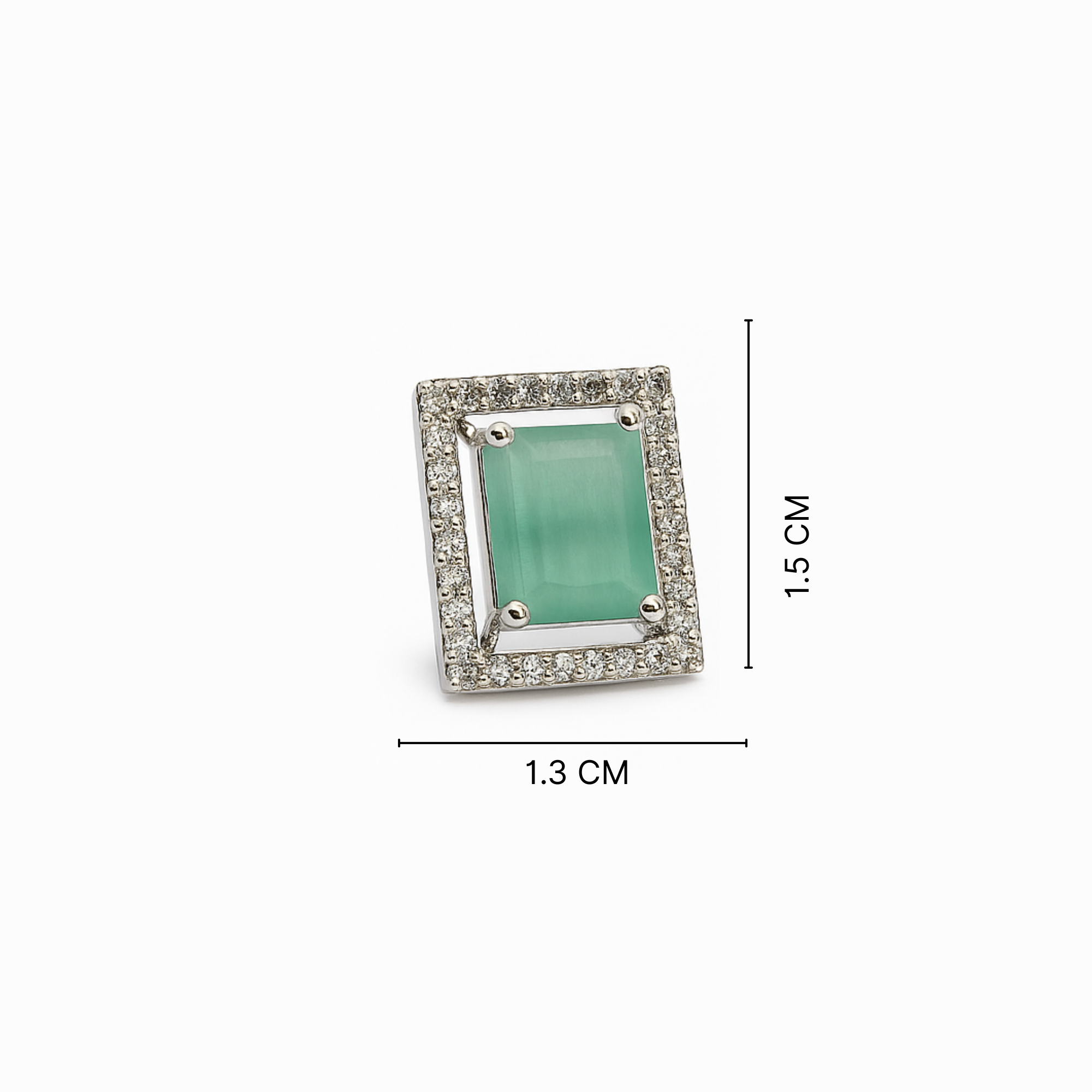 Myrithra Emerald‑Green Halo Stud Earrings for Women | Rhodium‑Finish Sparkle - Myrithra