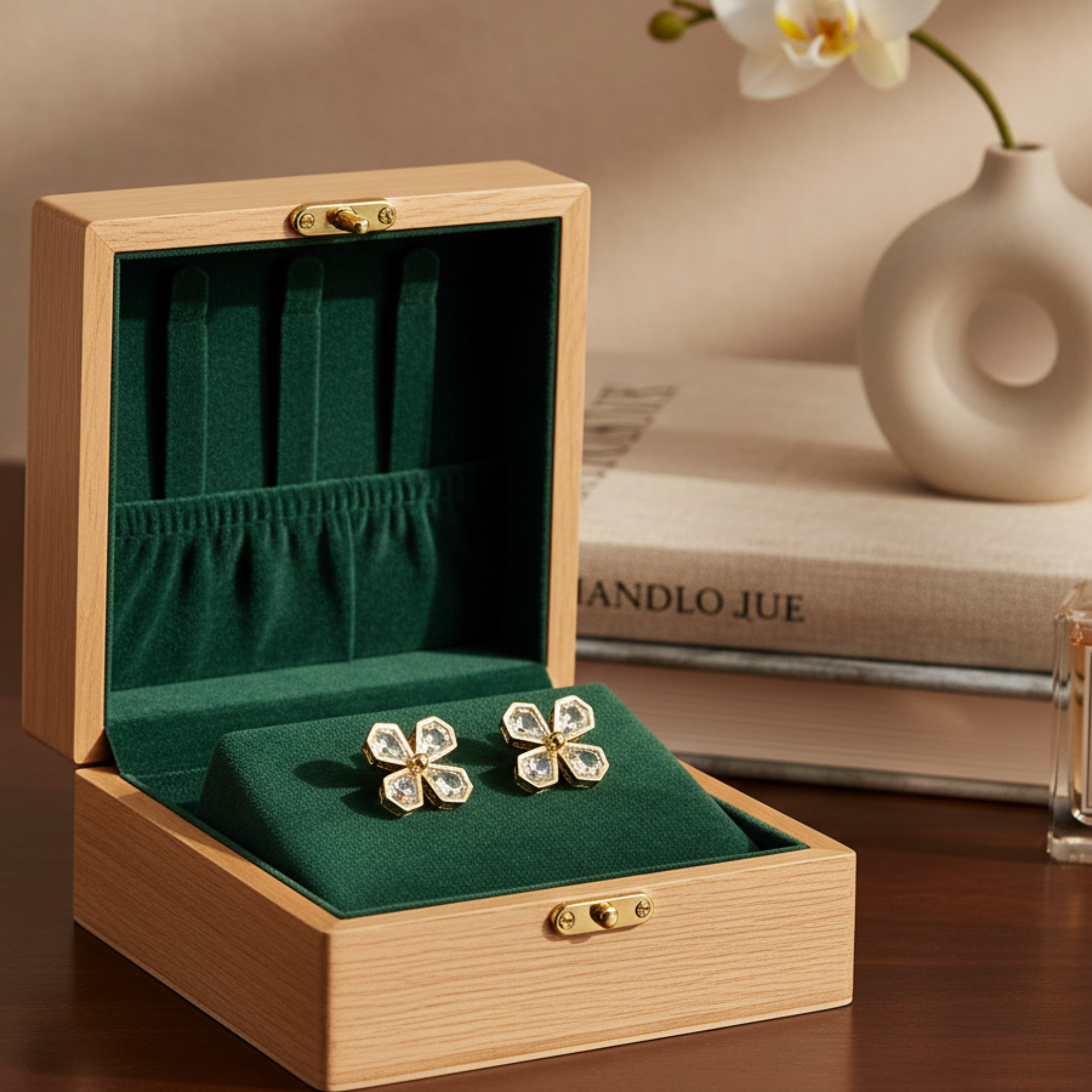 Myrithra Floral Kundan‑Style Stud Earrings for Women | Everyday Gold‑Tone Petal Studs - Myrithra