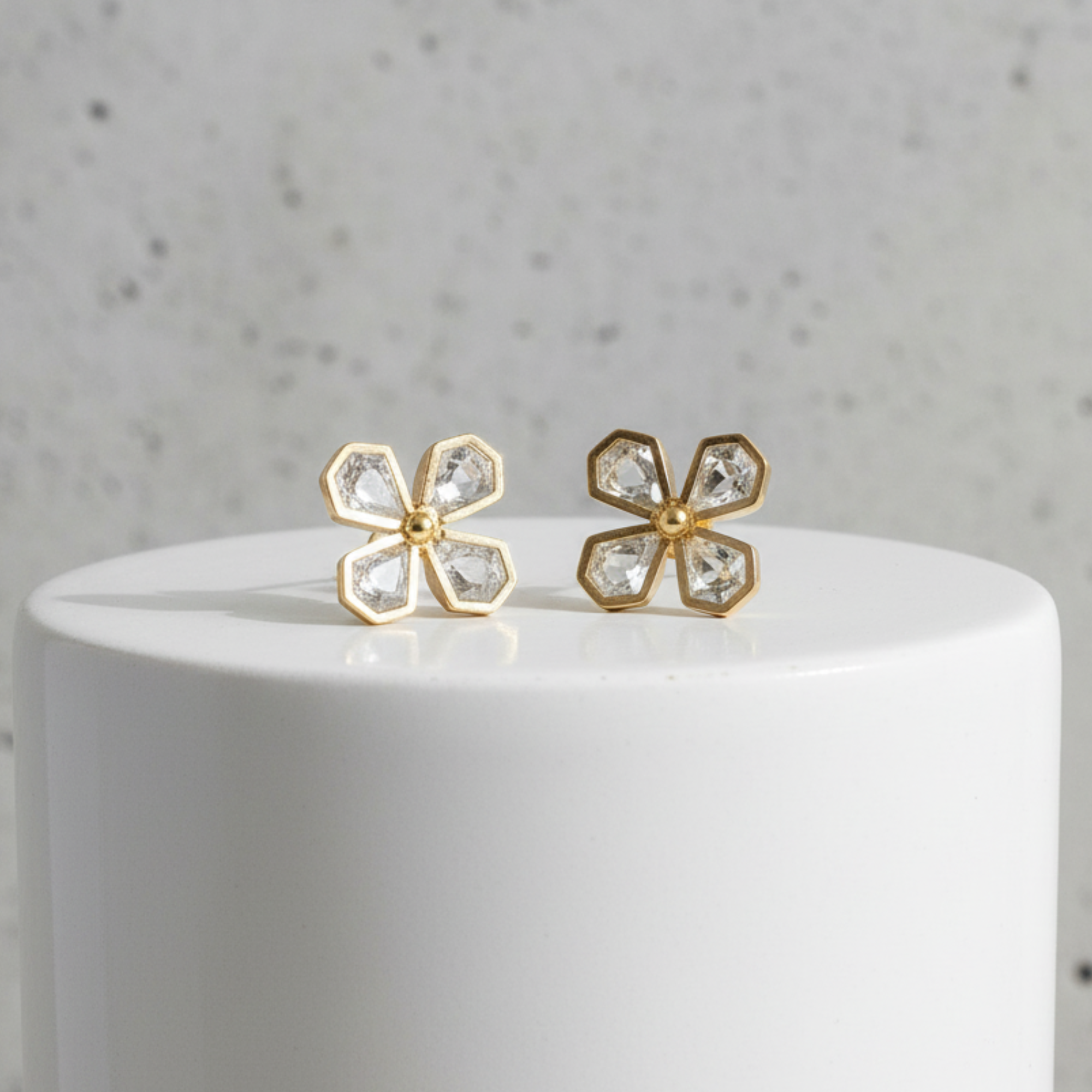 Myrithra Floral Kundan‑Style Stud Earrings for Women | Everyday Gold‑Tone Petal Studs - Myrithra