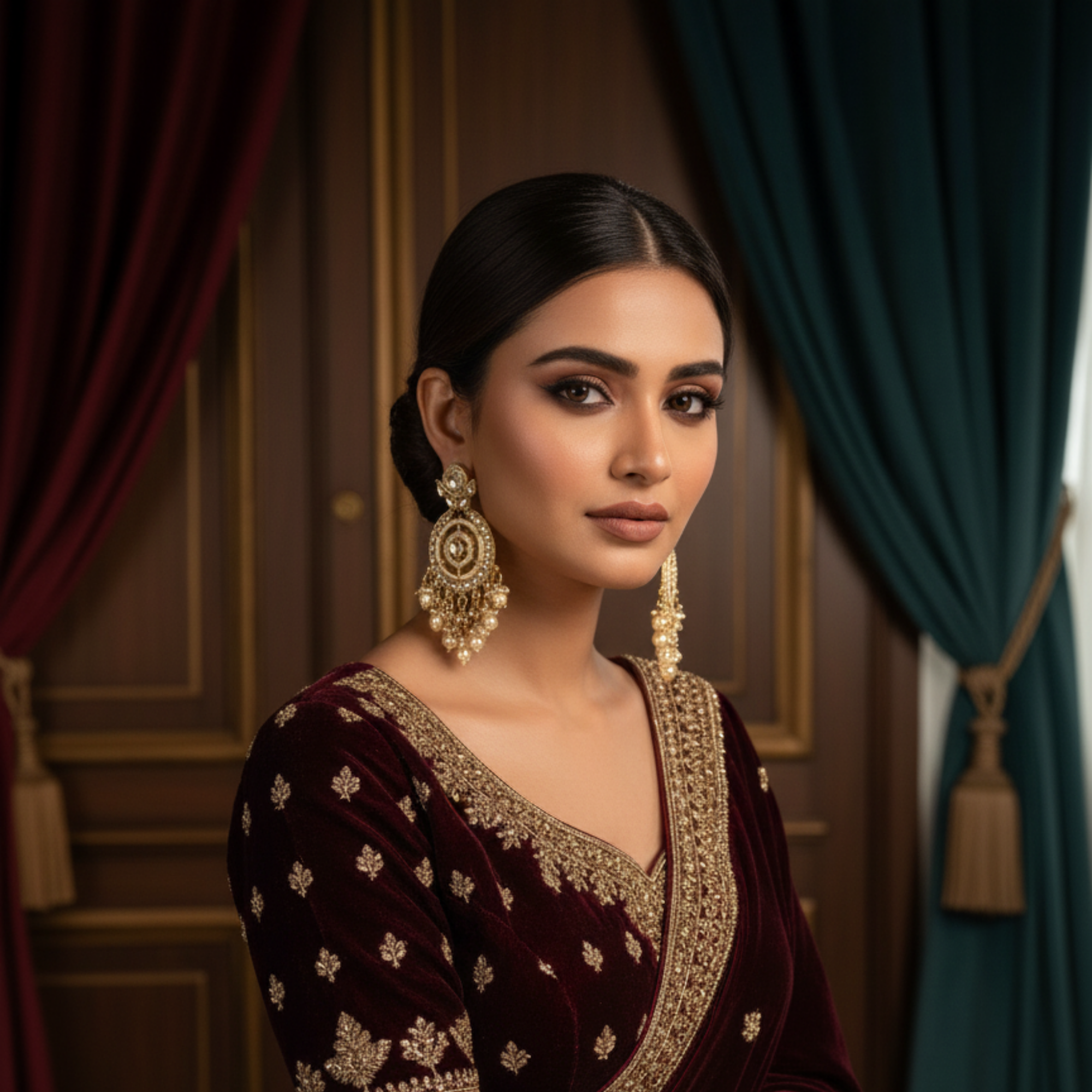 Myrithra Kundan‑Style Pearl Chandelier Earrings for Women | Chandbali‑Inspired Festive Drops - Myrithra
