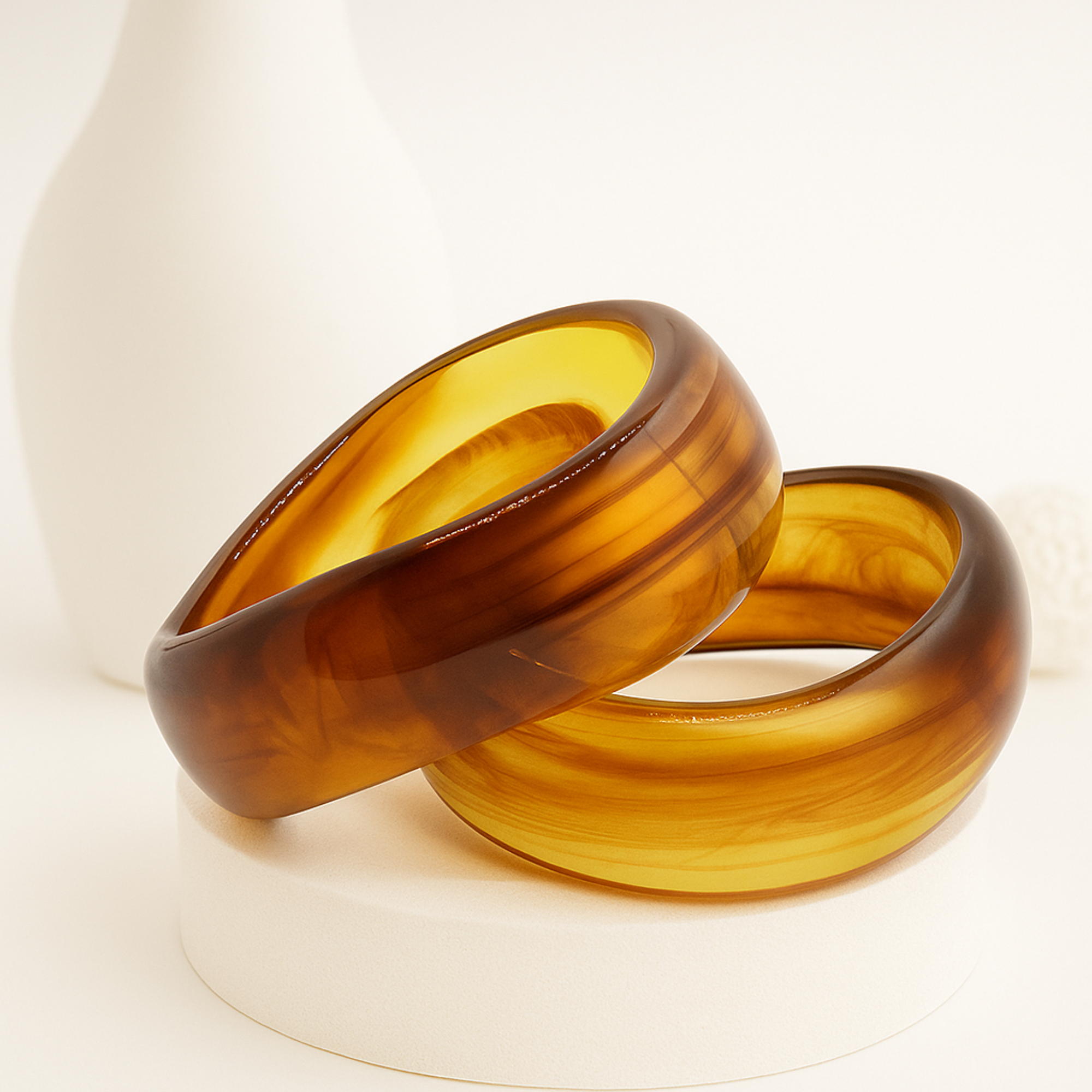 Myrithra Lightweight Resin Bangle for Women | Amber Swirl Statement Bracelet - Myrithra