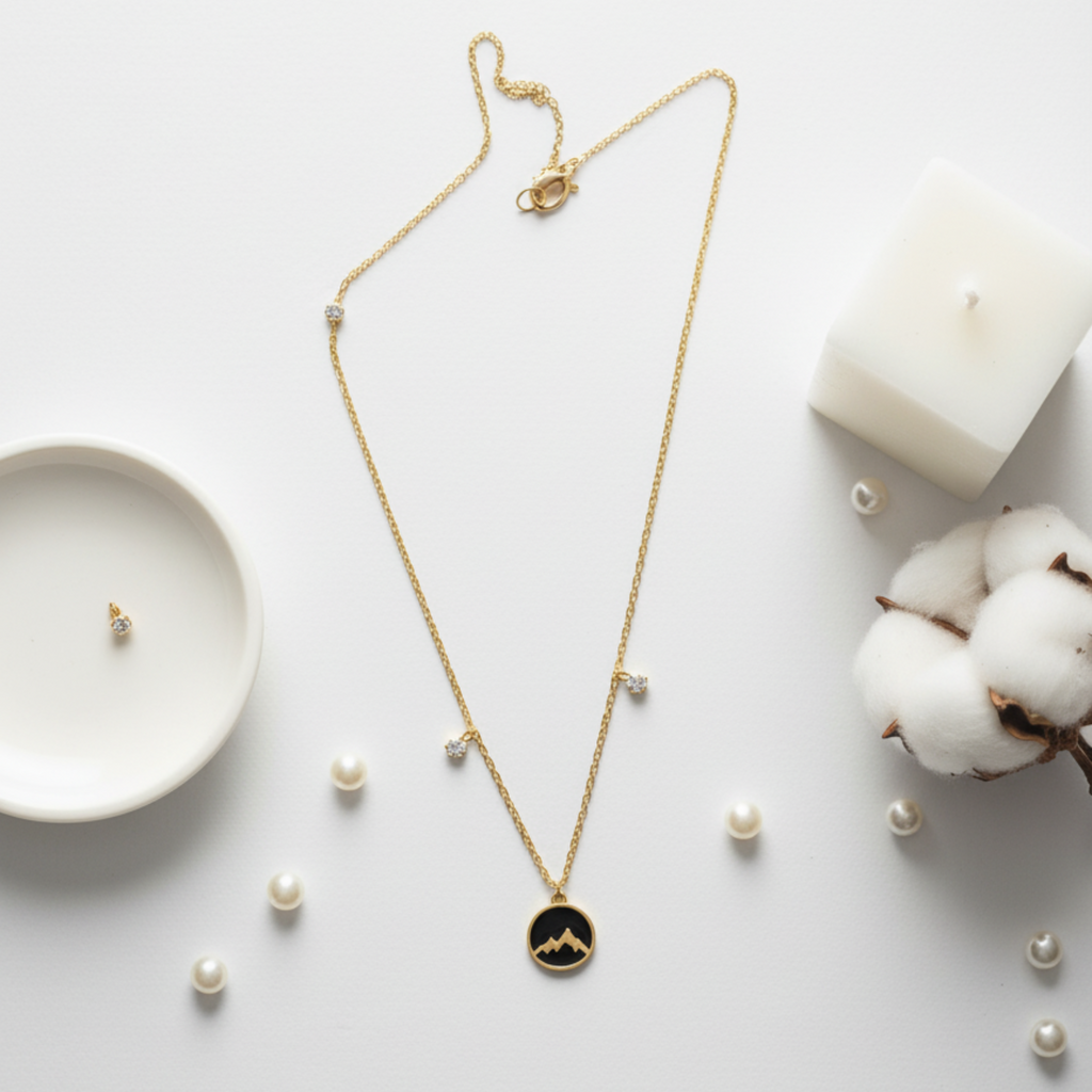 Myrithra Mountain Pendant Necklace for Women | Gold‑Tone Adjustable Chain - Myrithra