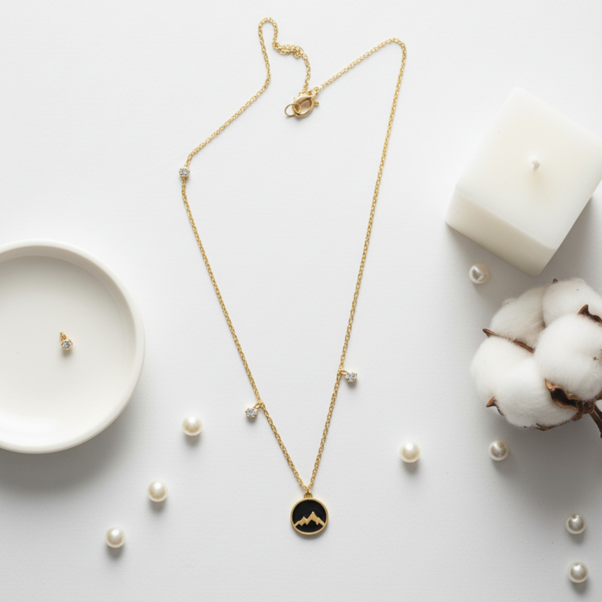 Myrithra Mountain Pendant Necklace for Women | Gold‑Tone Adjustable Chain - Myrithra