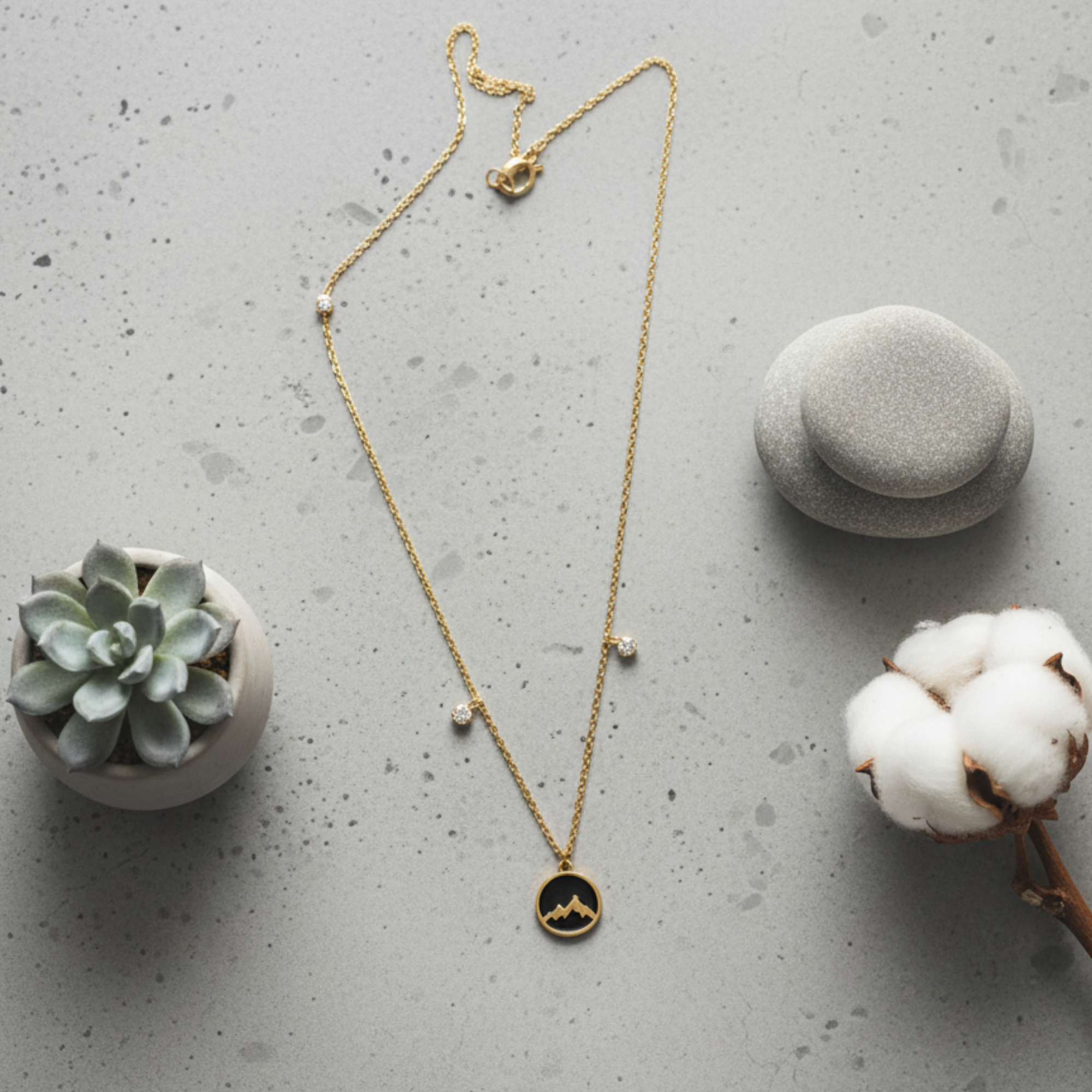 Myrithra Mountain Pendant Necklace for Women | Gold‑Tone Adjustable Chain - Myrithra