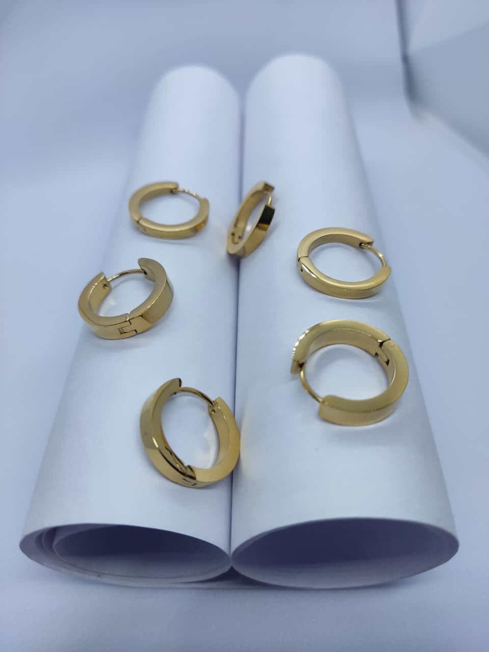 Myrithra Pack of 3 Anti‑Tarnish Huggie Hoop Earrings for Women | Gold‑Tone Everyday Set - Myrithra