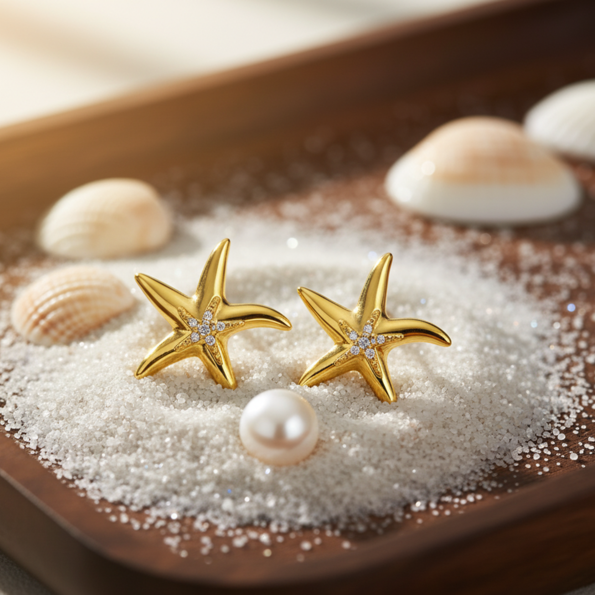 Myrithra Starfish Stud Earrings for Women | Gold‑Tone Ocean‑Inspired Minimal Studs - Myrithra