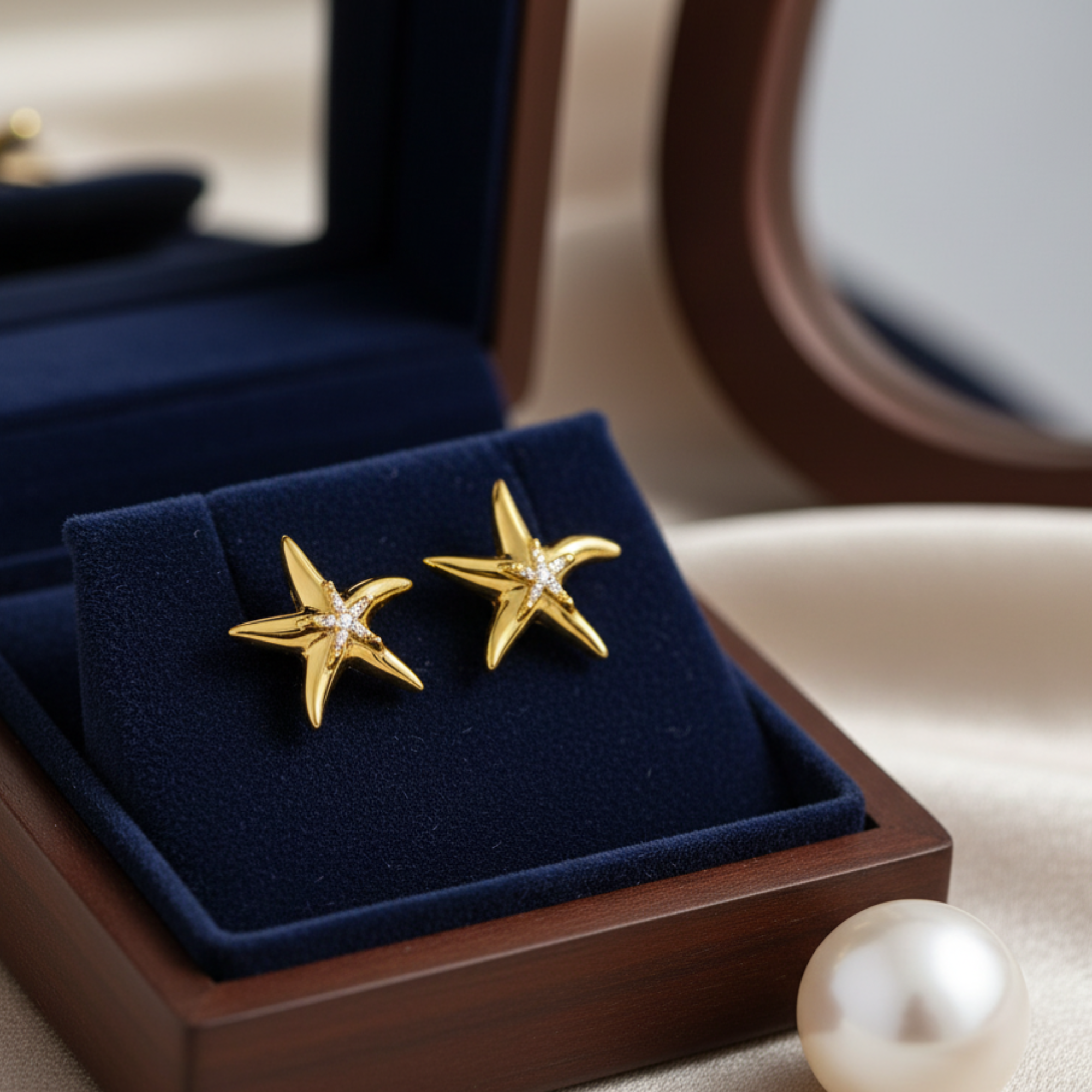 Myrithra Starfish Stud Earrings for Women | Gold‑Tone Ocean‑Inspired Minimal Studs - Myrithra