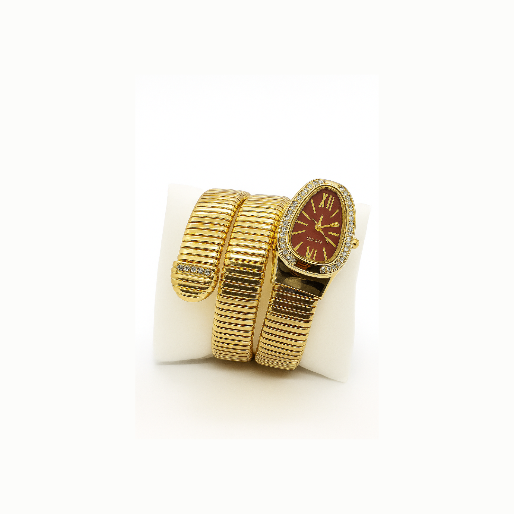 Myrithra Women’s Snake Bracelet Watch | Wrap Coil Gold‑Tone Quartz with Crystal Bezel - Myrithra